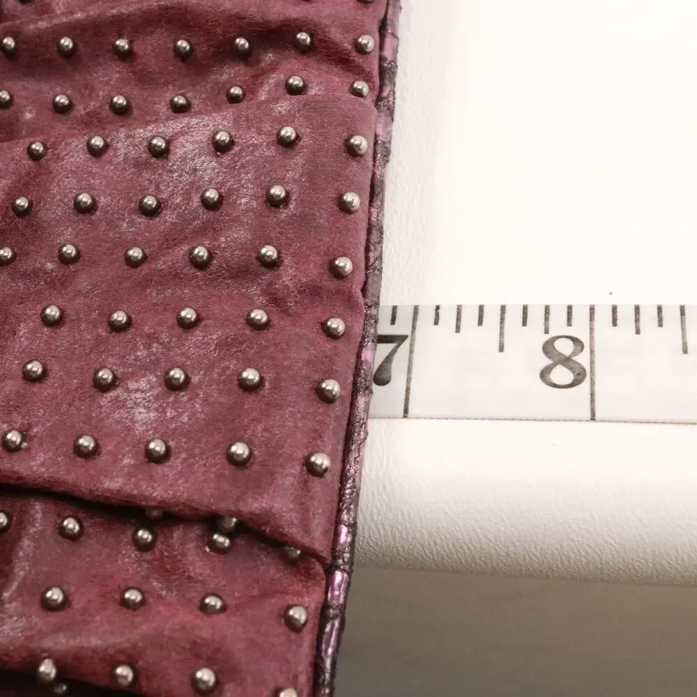 Guess Clutch Handbag Women Small Sangria Red Pewter Studded Purse Pouch Bag